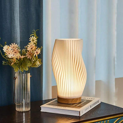 Contemporary Wave Shade Table Lamp – Dimmable – USB Connection
