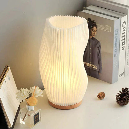 Contemporary Wave Shade Table Lamp – Dimmable – USB Connection