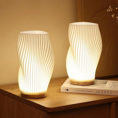 Contemporary Wave Shade Table Lamp – Dimmable – USB Connection