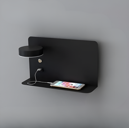 Dimmable Wall Light with Built-In Shelf & USB Charging Port – Bedside & Reading