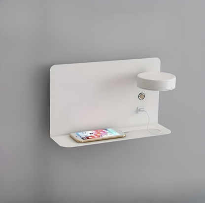 Dimmable Wall Light with Built-In Shelf & USB Charging Port – Bedside & Reading