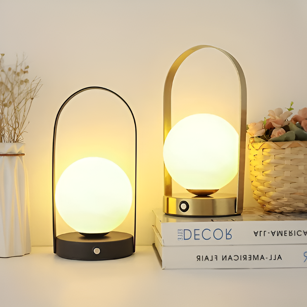 Globe Table Lamp – Rechargeable, Touch Control