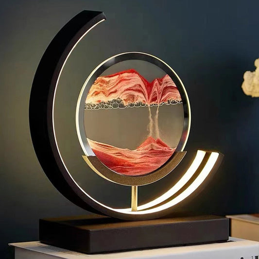 LED Table Lamp – Rotating Sandscape Design, Soft Glow Art Light