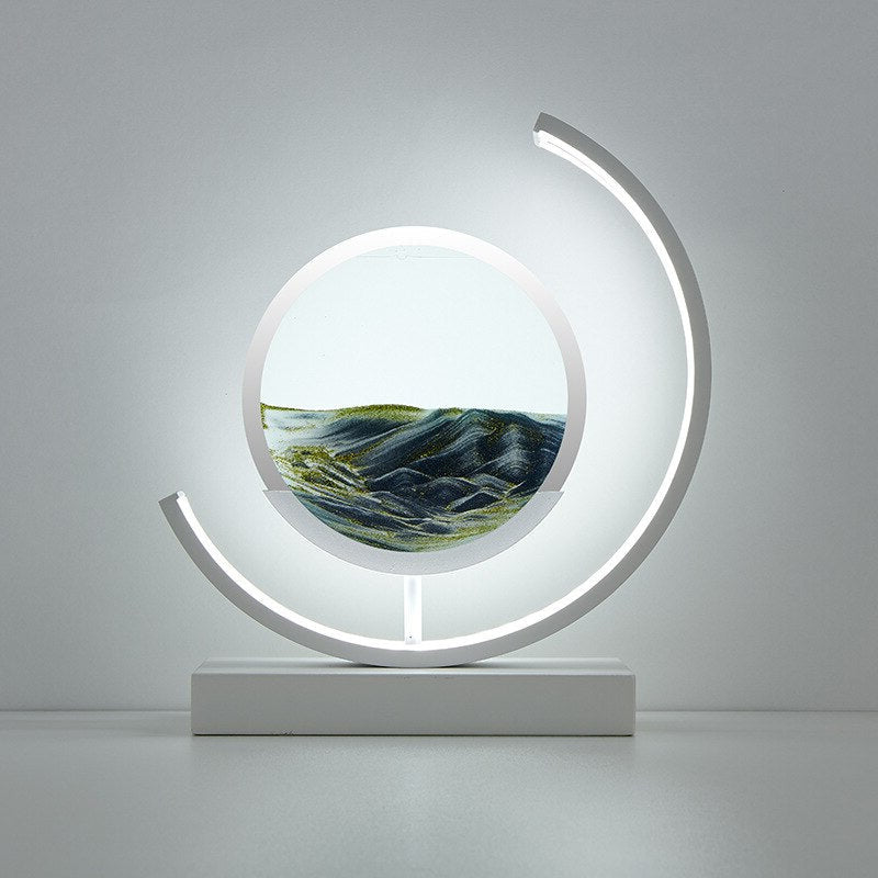 LED Table Lamp – Rotating Sandscape Design, Soft Glow Art Light