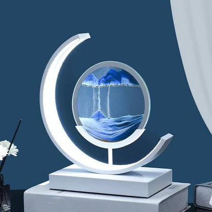 LED Table Lamp – Rotating Sandscape Design, Soft Glow Art Light