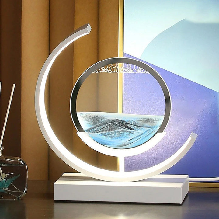 LED Table Lamp – Rotating Sandscape Design, Soft Glow Art Light