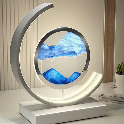 LED Table Lamp – Rotating Sandscape Design, Soft Glow Art Light