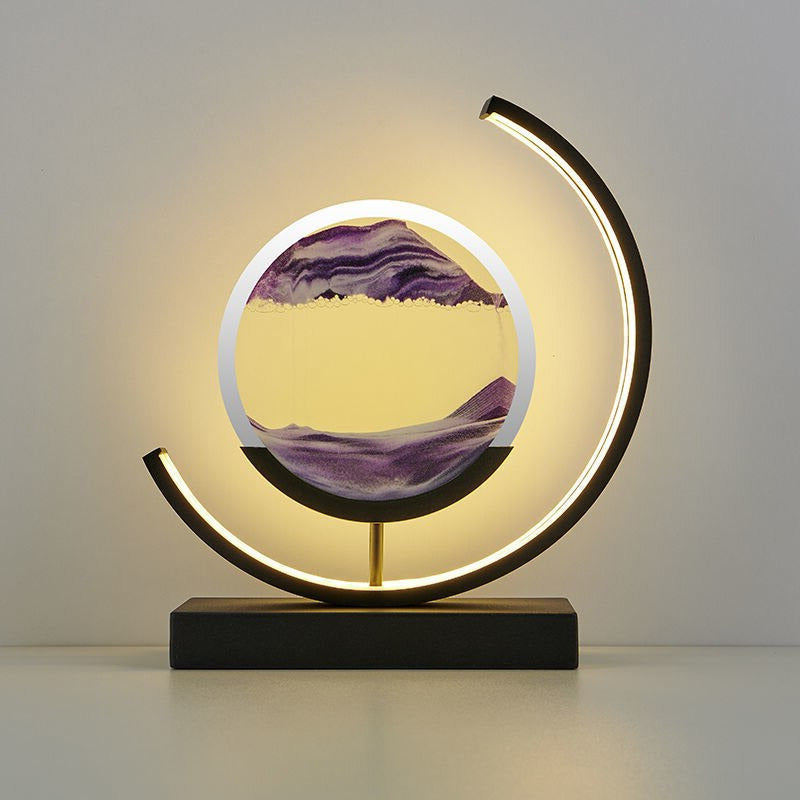 LED Table Lamp – Rotating Sandscape Design, Soft Glow Art Light
