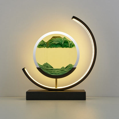 LED Table Lamp – Rotating Sandscape Design, Soft Glow Art Light