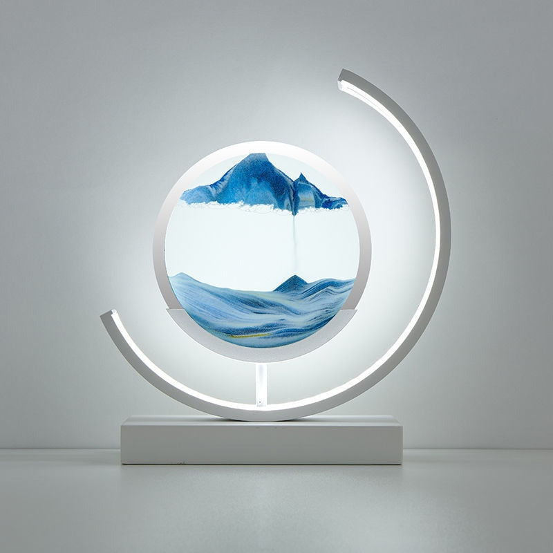 LED Table Lamp – Rotating Sandscape Design, Soft Glow Art Light