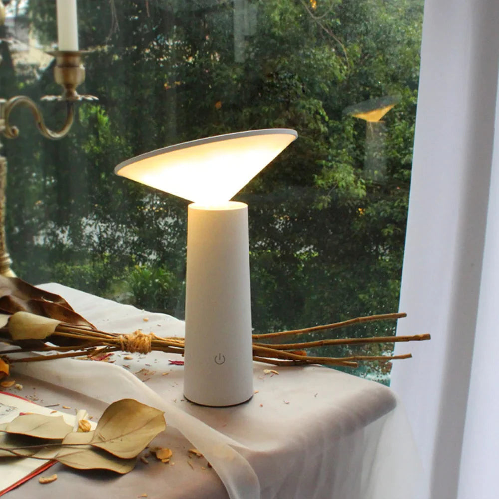 Rechargeable Dimmable Table Lamp – 360° Rotation & 40° Tilt, Warm to Cool White