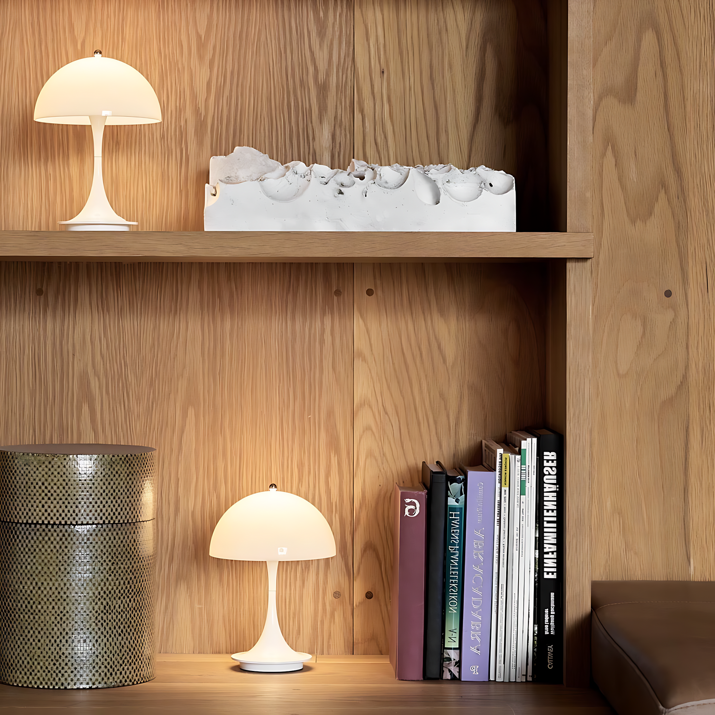Scandi Mushroom Table Lamp – USB Rechargeable Integrated LED – Bedside & Desk