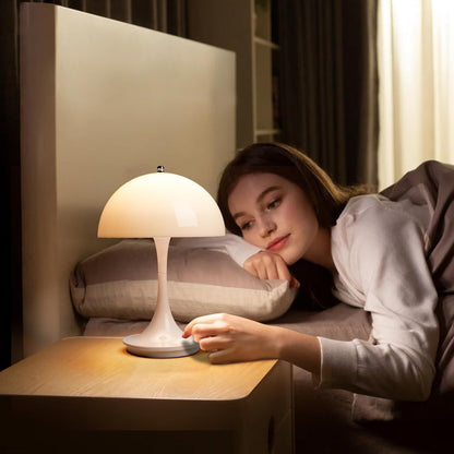 Scandi Mushroom Table Lamp – USB Rechargeable Integrated LED – Bedside & Desk