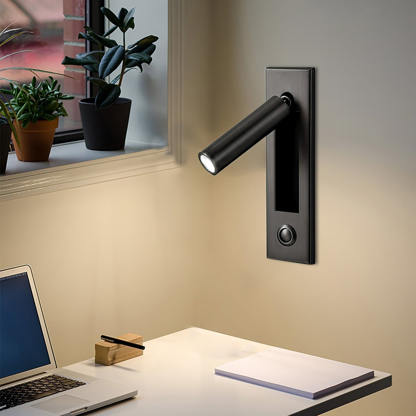 Space-Saving Flush Wall Light – Integrated LED, Adjustable – Bedside Reading