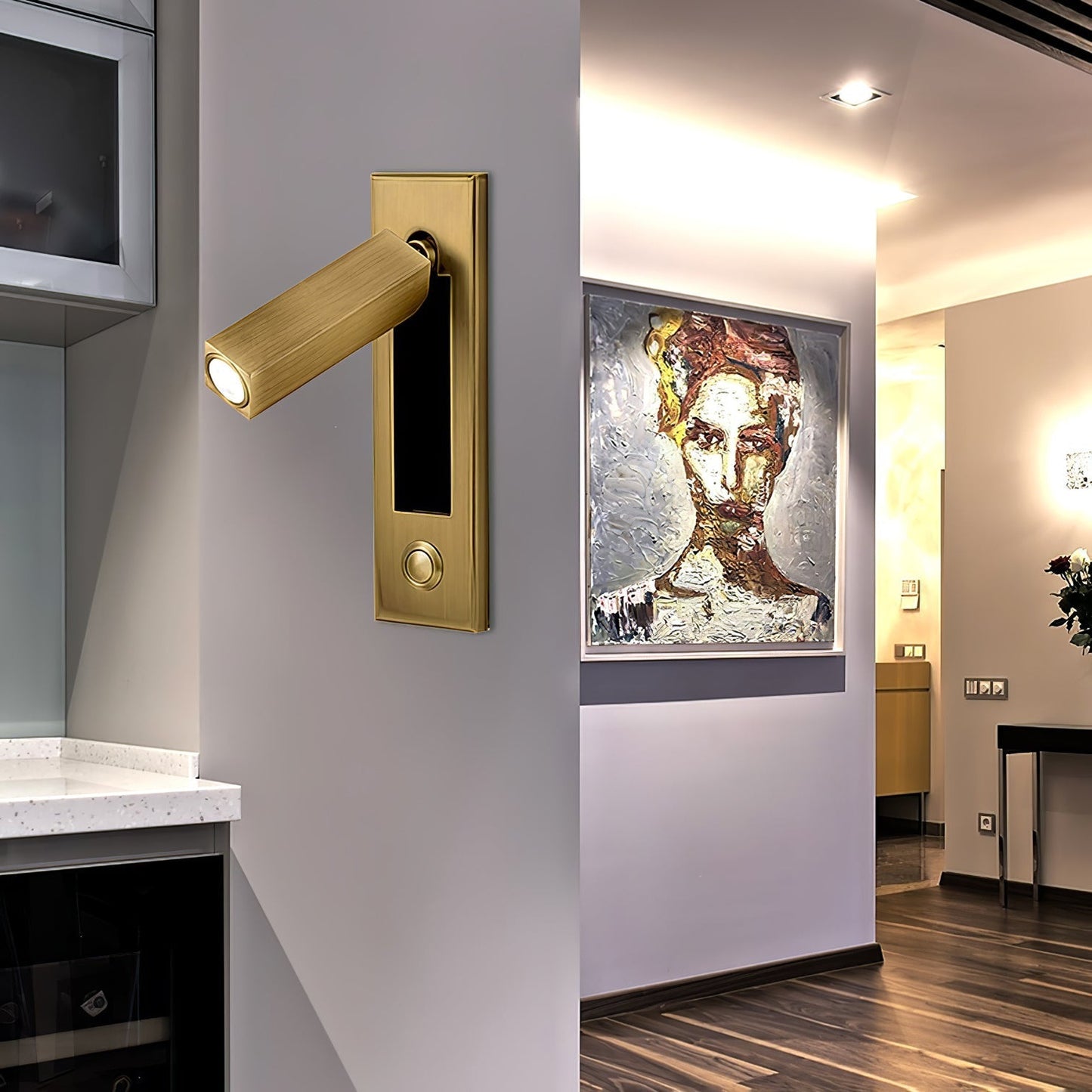 Space-Saving Flush Wall Light – Integrated LED, Adjustable – Bedside Reading