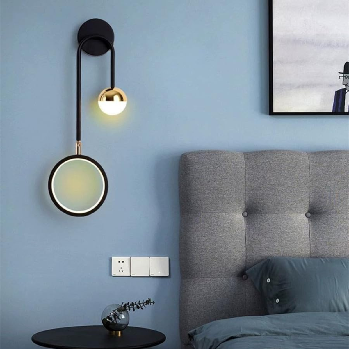 Led Wall Lamp with Metal Frame, Warm White Light