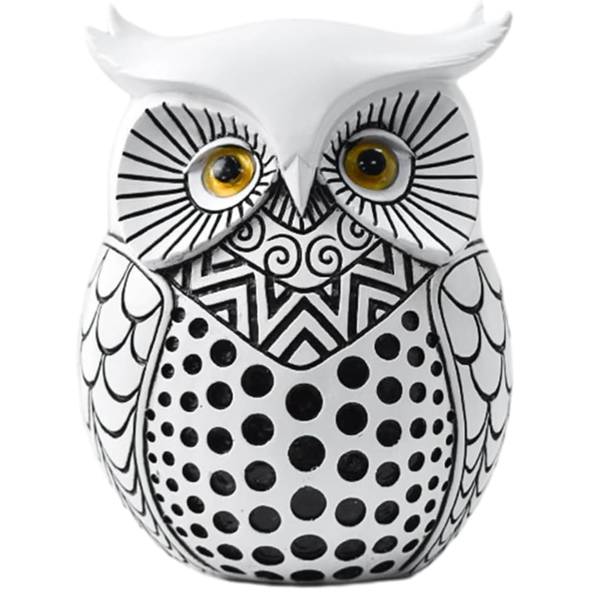 Resin Owl Figurine Modern Dots Design for Shelf or Desk