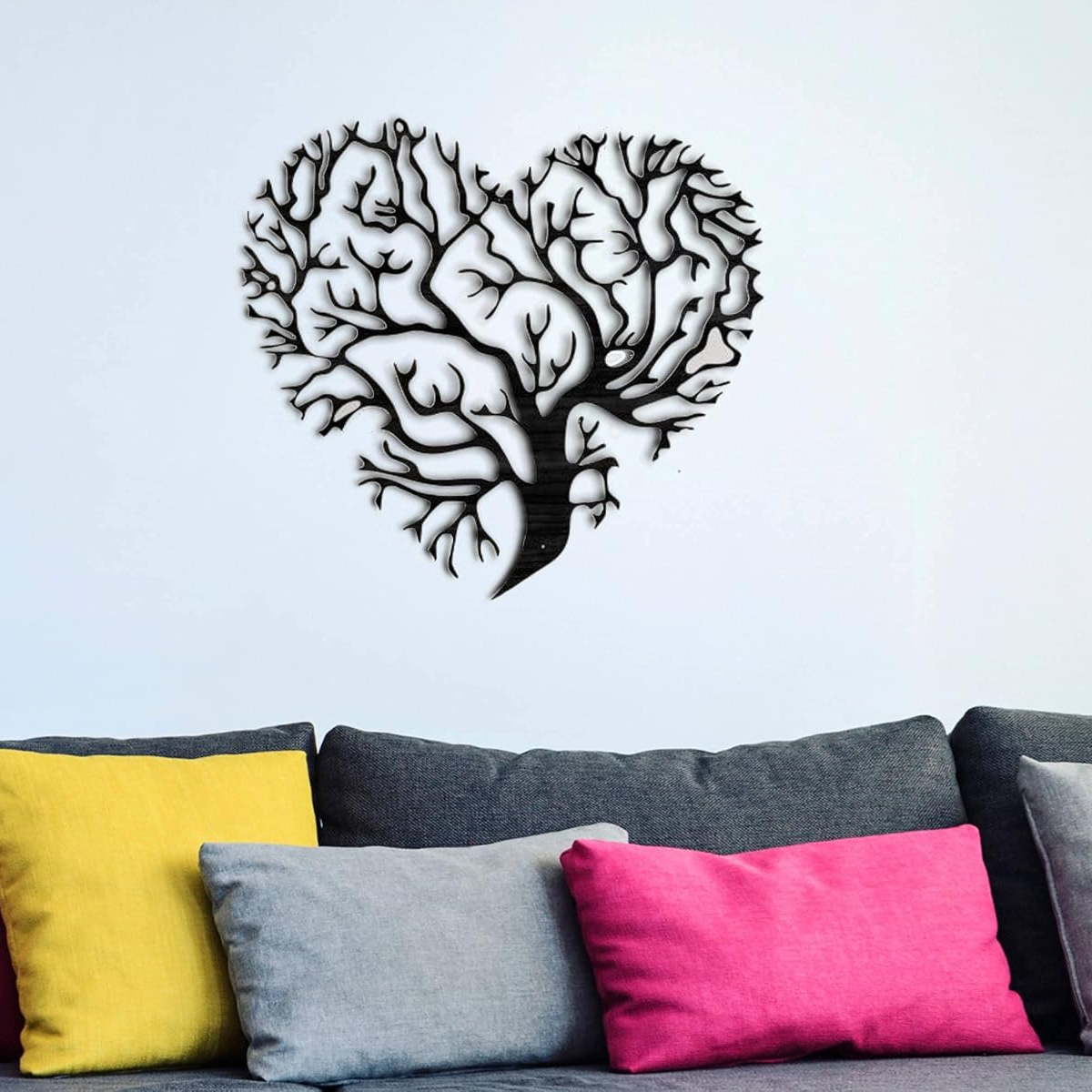 Tree of Life Wooden Wall Art, Black Polywood Decoration