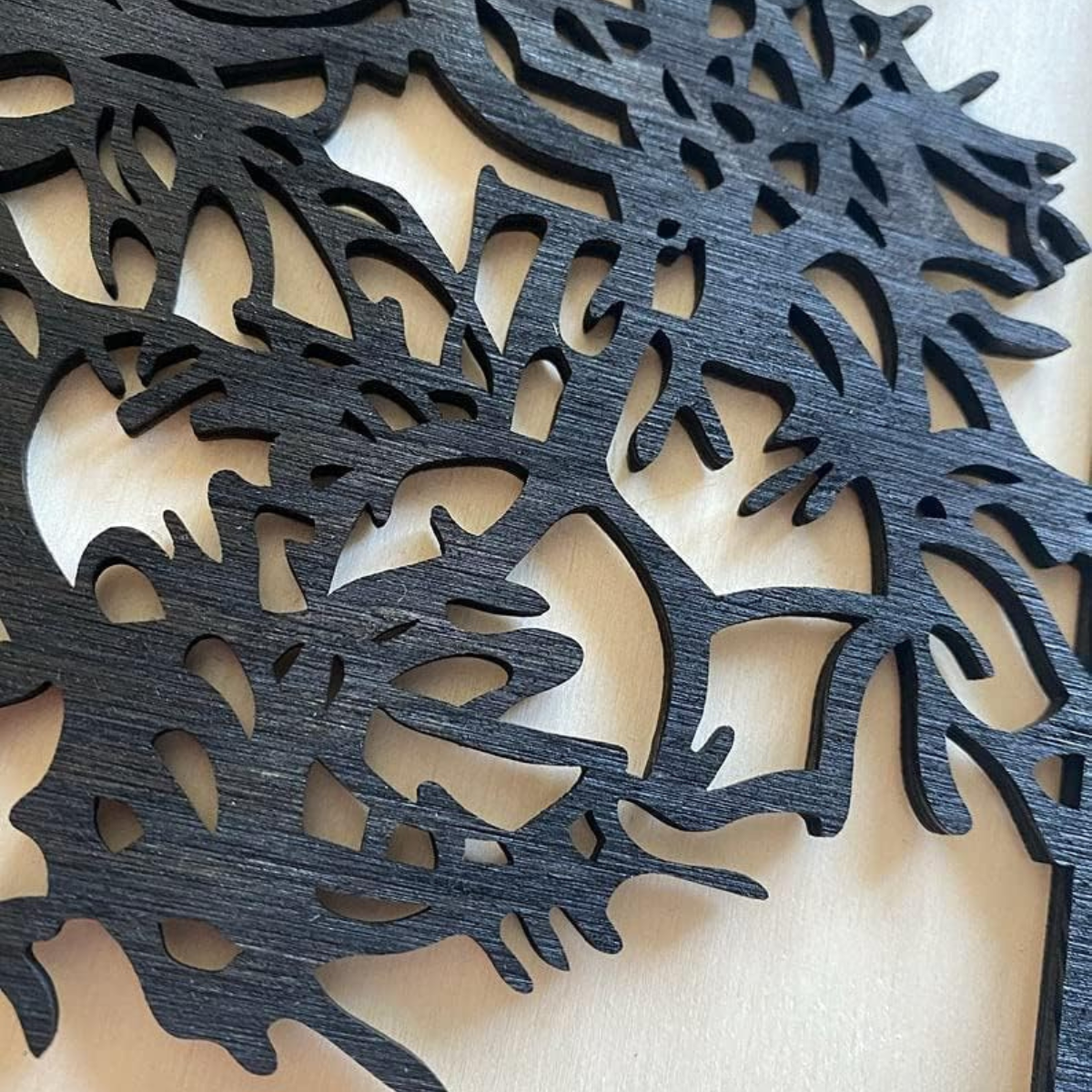 Tree of Life Wooden Wall Art, Black Polywood Decoration