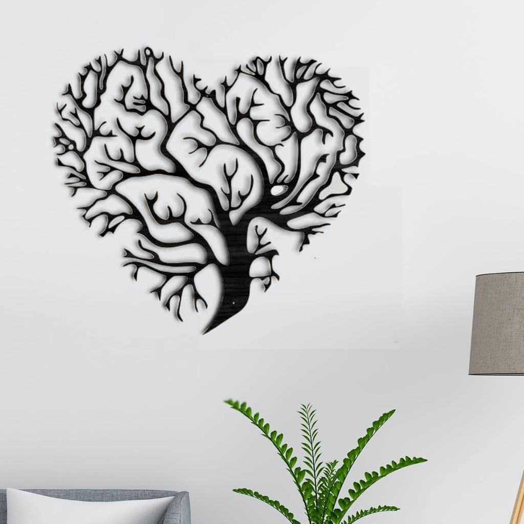 Tree of Life Wooden Wall Art, Black Polywood Decoration