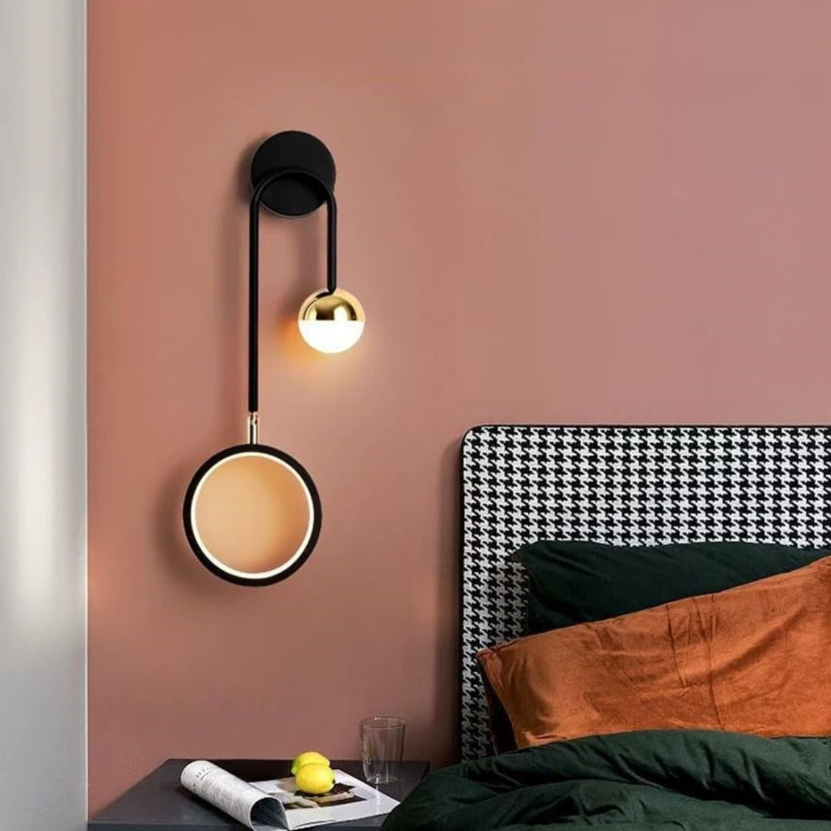 Led Wall Lamp with Metal Frame, Warm White Light