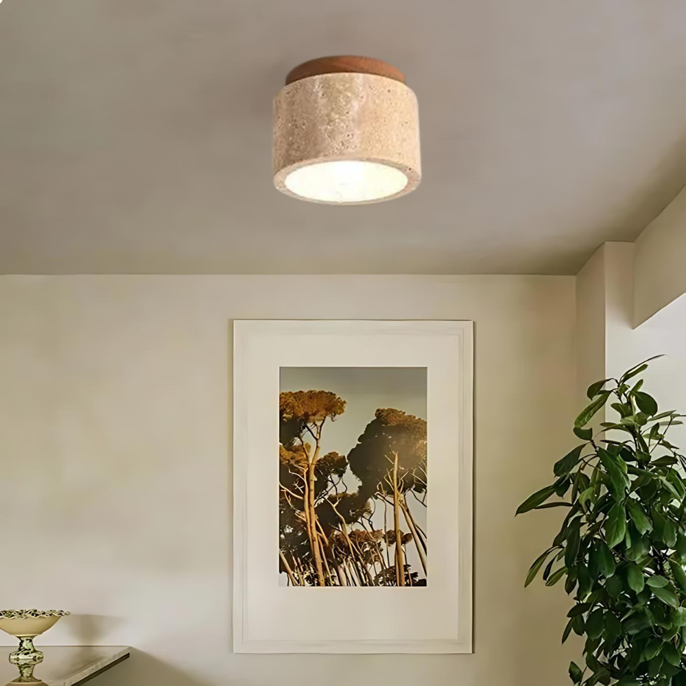 Yellow Marble Japandi Ceiling Light