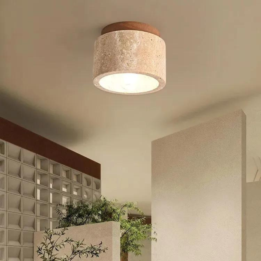 Yellow Marble Japandi Ceiling Light