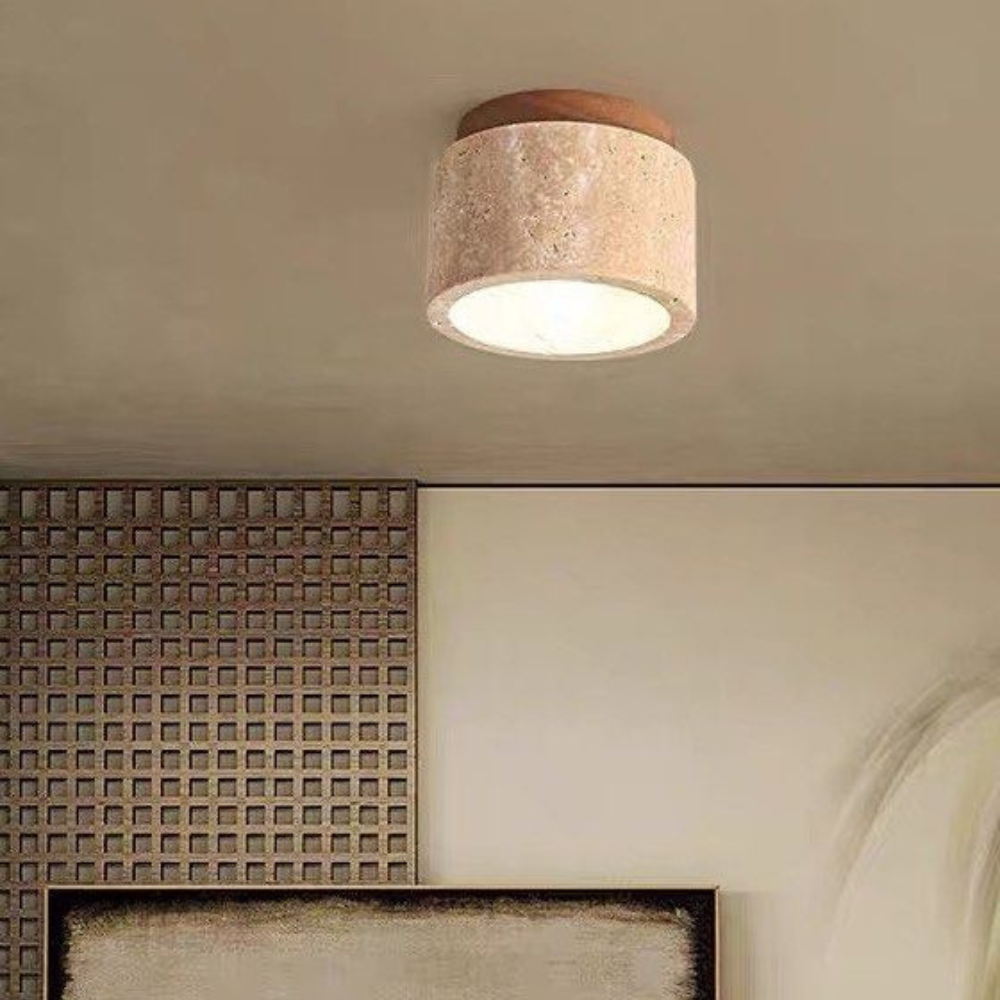 Yellow Marble Japandi Ceiling Light